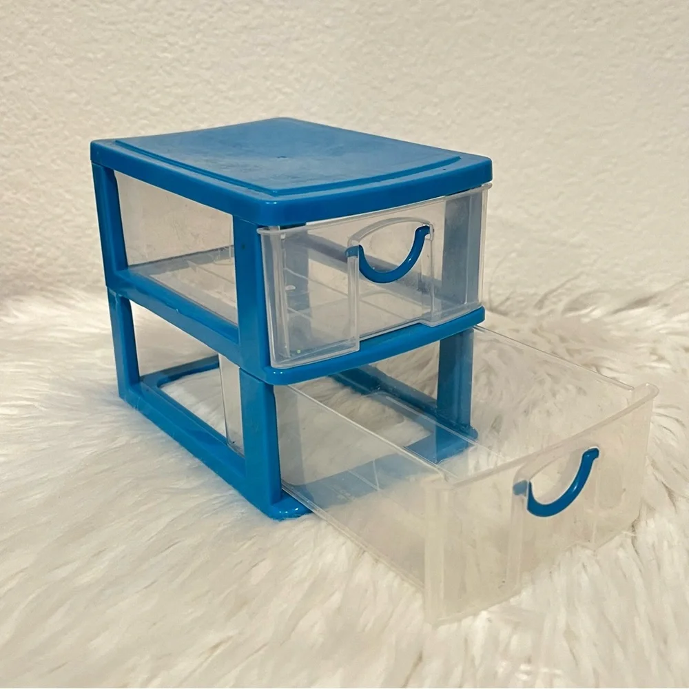 Mini Stackable Clear 2-drawer Organizer Green Red Blue Frame